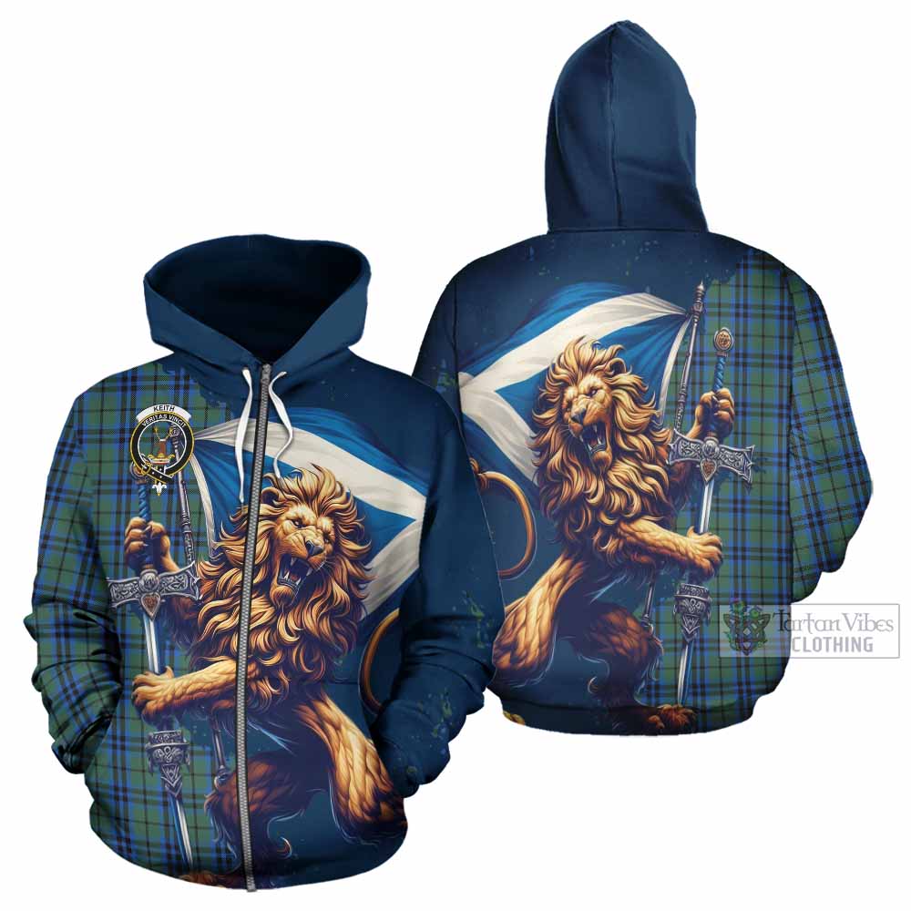 Keith Tartan Family Crest Hoodie with Scottish Majestic Lion