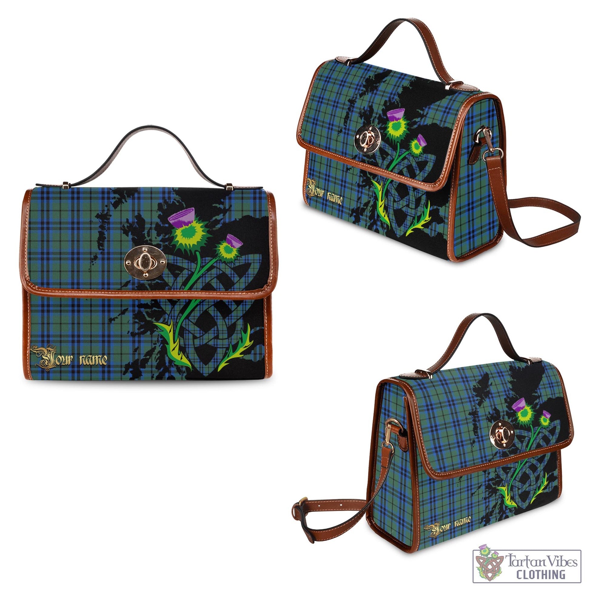 Tartan Vibes Clothing Keith Tartan Waterproof Canvas Bag with Scotland Map and Thistle Celtic Accents