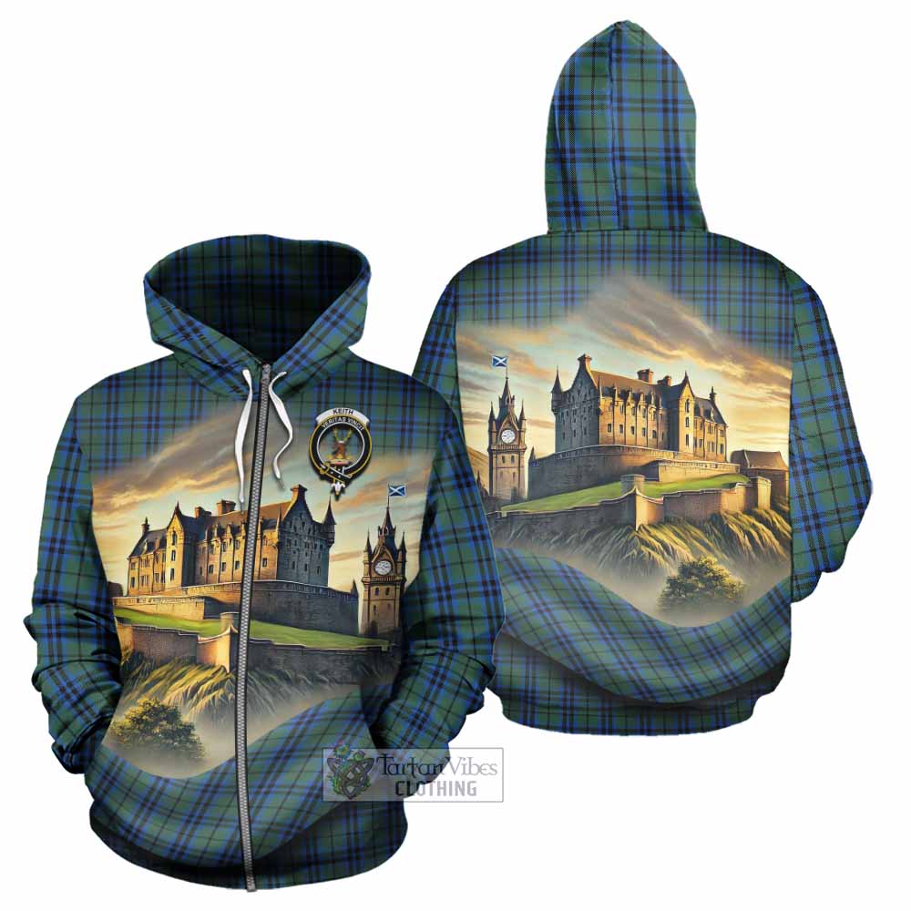Tartan Vibes Clothing Keith Tartan Family Crest Hoodie with Scottish Ancient Castle Style