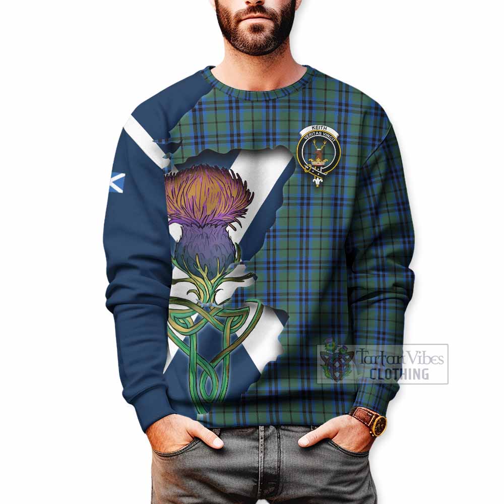 Tartan Vibes Clothing Keith Tartan Family Crest Sweatshirt Scottish Thistle Celtic Inspired