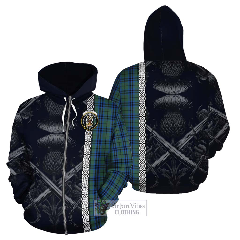 Tartan Vibes Clothing Keith Tartan Cotton Hoodie with Family Crest Cross Sword Thistle Celtic Vibes