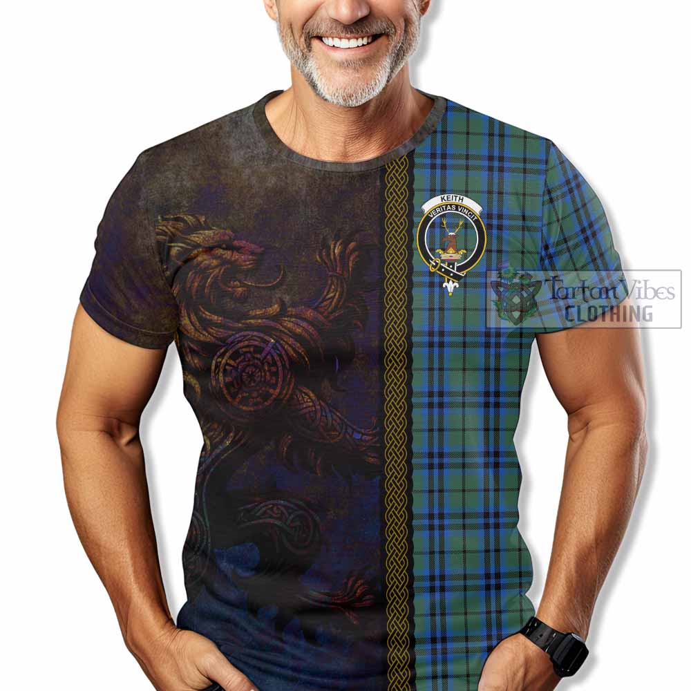 Tartan Vibes Clothing Keith Tartan Family Crest T-Shirt Alba Gu Brath Be Brave Lion Ancient Style
