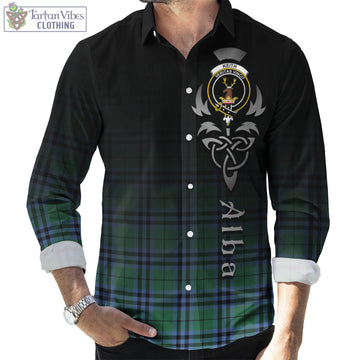 Keith Ancient Tartan Long Sleeve Button Up Featuring Alba Gu Brath Family Crest Celtic Inspired