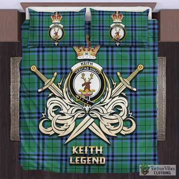 Keith Ancient Tartan Bedding Set with Clan Crest and the Golden Sword of Courageous Legacy