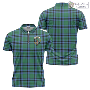 Keith Ancient Tartan Zipper Polo Shirt with Family Crest