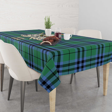 Keith Ancient Tartan Tablecloth with Clan Crest and the Golden Sword of Courageous Legacy