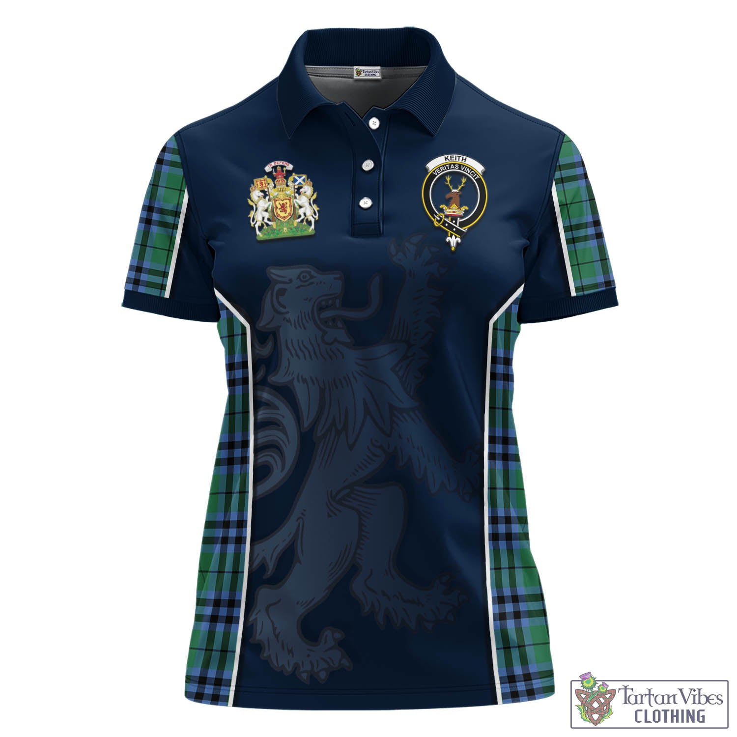 Tartan Vibes Clothing Keith Ancient Tartan Women's Polo Shirt with Family Crest and Lion Rampant Vibes Sport Style