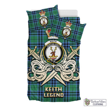 Keith Ancient Tartan Bedding Set with Clan Crest and the Golden Sword of Courageous Legacy