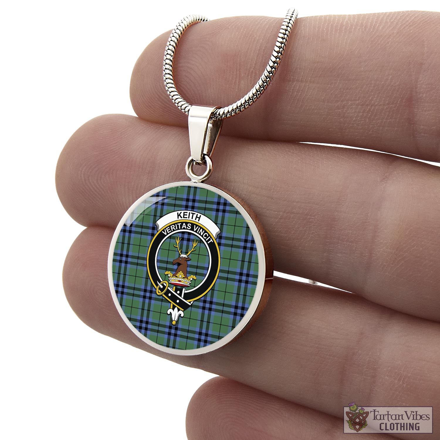 Tartan Vibes Clothing Keith Ancient Tartan Circle Necklace with Family Crest