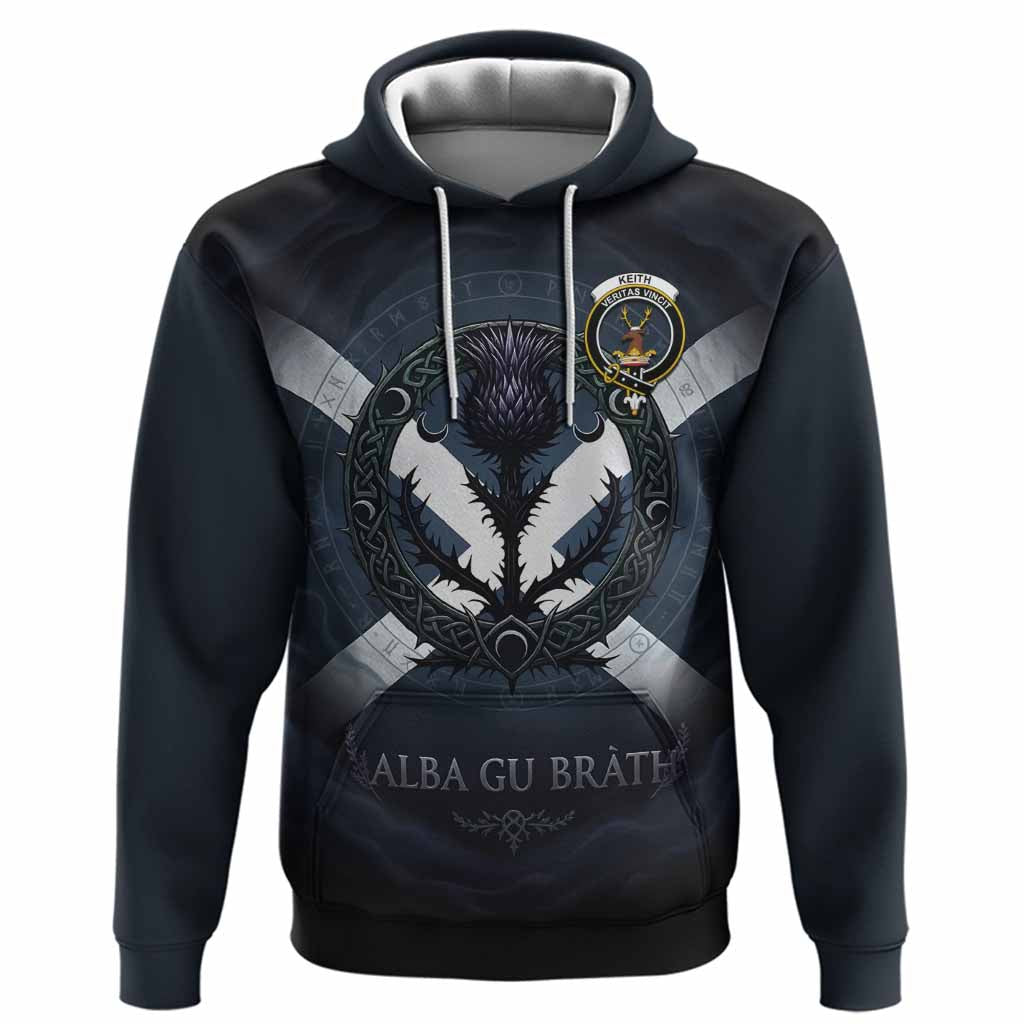 Keith Clan Crest Hoodie with Celtic Knot Thistle and Saltire