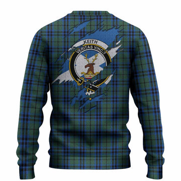 Keith Clan Crest In Me Tartan Knitted Sweater Scotland Flag Style