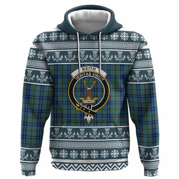 Keith Clan Tartan Christmas Hoodie with Family Crest