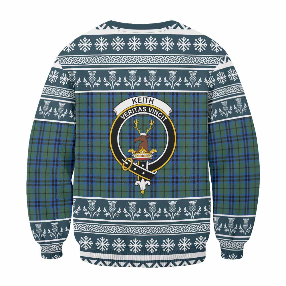Keith Clan Tartan Christmas Sweatshirt with Family Crest - Tartan Vibes Clothing