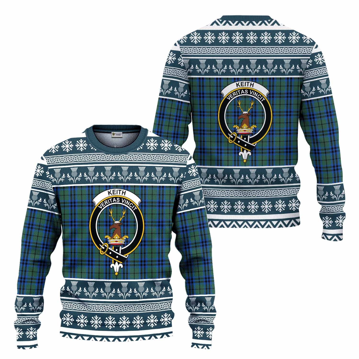 Keith Clan Tartan Christmas Ugly Sweater with Family Crest - Tartan Vibes Clothing