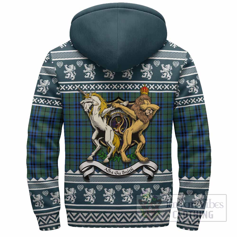 Keith Clan Tartan Crest Christmas Fleece Hoodie Coat of Arms Funny Style - Tartan Vibes Clothing
