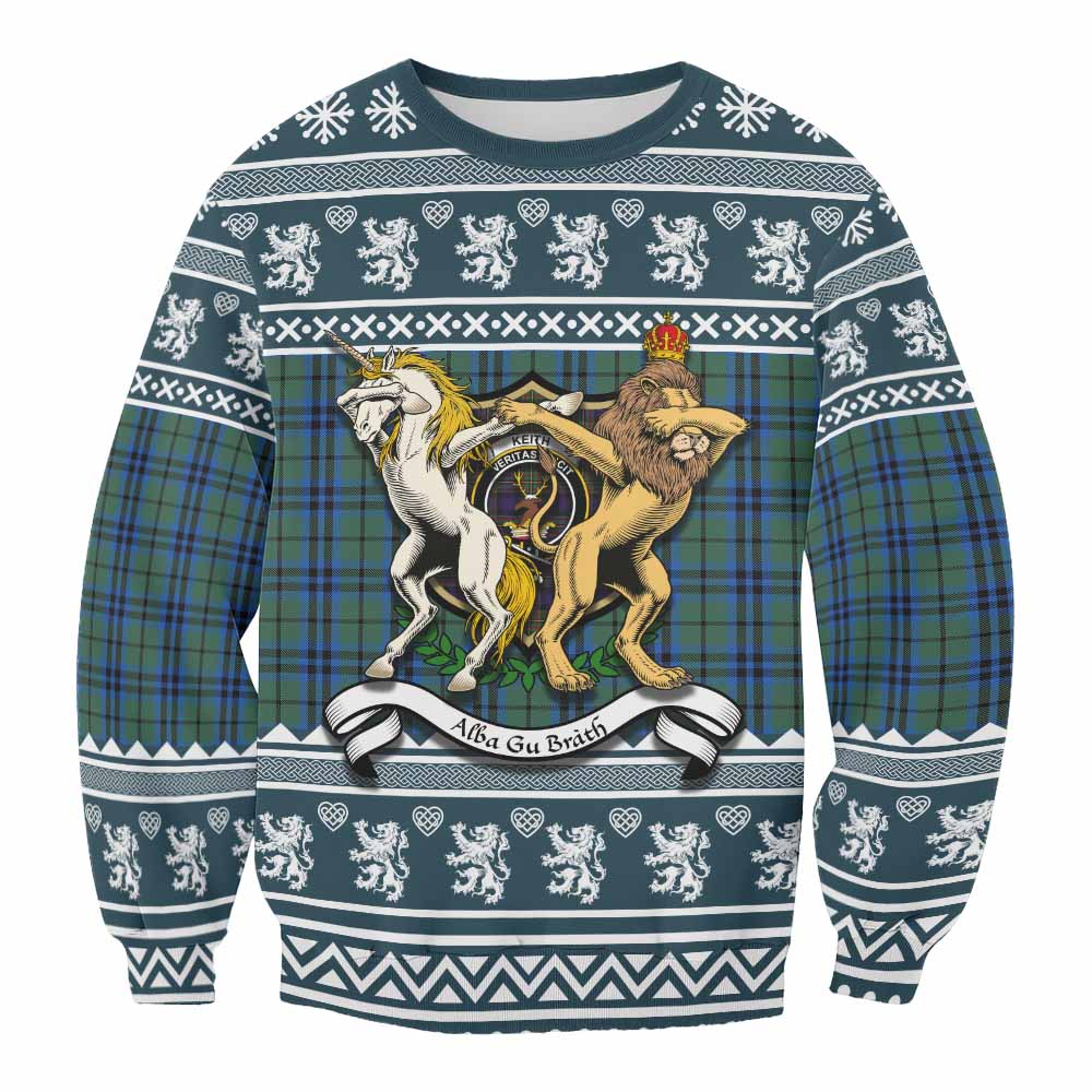 Keith Clan Tartan Crest Christmas Sweatshirt Coat of Arms Funny Style - Tartan Vibes Clothing