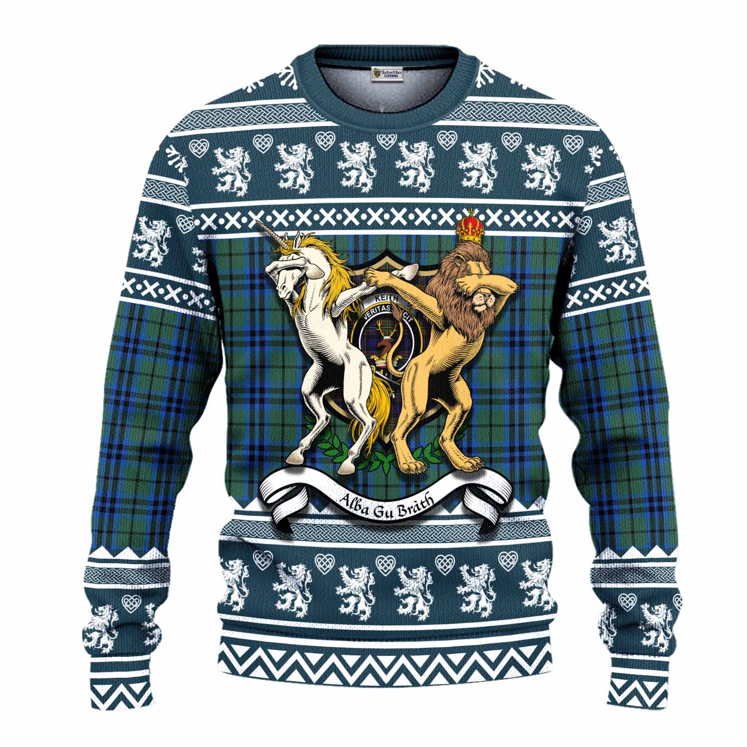 Keith Clan Tartan Crest Christmas Ugly Sweater Coat of Arms Funny Style - Tartan Vibes Clothing