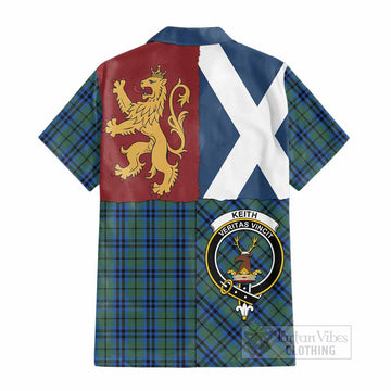 Keith Crest Tartan Cotton Hawaiian Shirt with Lion Rampant Saltire Style