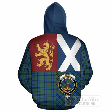 Keith Crest Tartan Cotton Hoodie with Lion Rampant Saltire Style