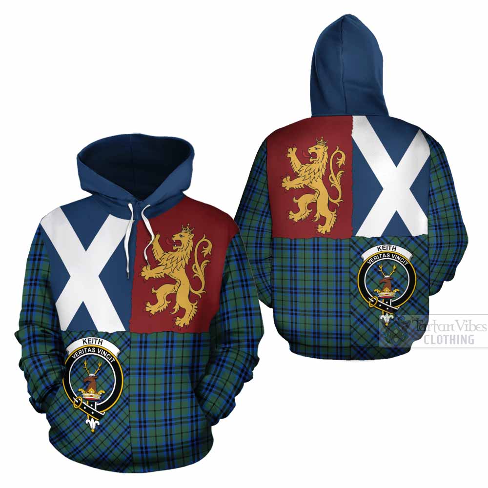 Keith Crest Tartan Cotton Hoodie with Lion Rampant Saltire Style - Tartan Vibes Clothing