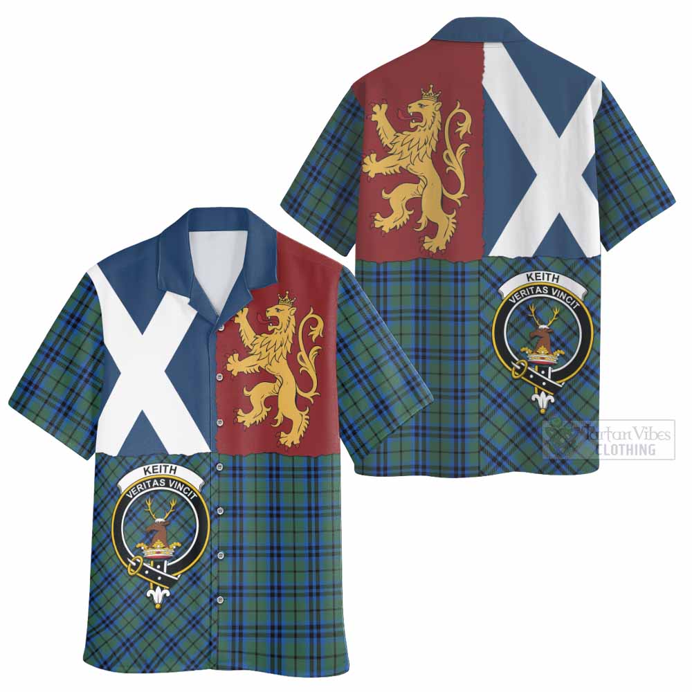 Keith Crest Tartan Hawaiian Shirt with Lion Rampant Saltire Style