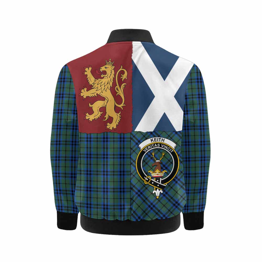 Keith Crest Tartan Kid Bomber Jacket with Lion Rampant Saltire Style - Tartan Vibes Clothing