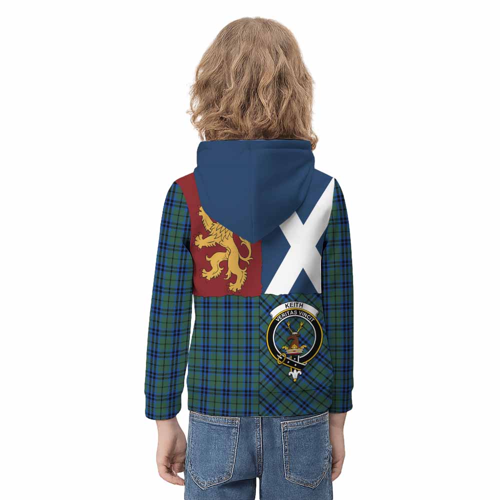 Keith Crest Tartan Kid Hoodie with Lion Rampant Saltire Style - Tartan Vibes Clothing