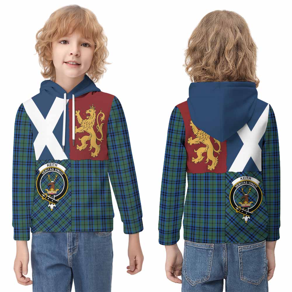 Keith Crest Tartan Kid Hoodie with Lion Rampant Saltire Style - Tartan Vibes Clothing