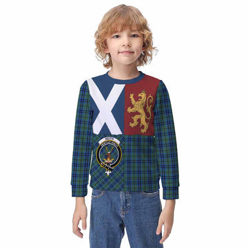 Keith Crest Tartan Kid Knitted Sweatshirt with Lion Rampant Saltire Style