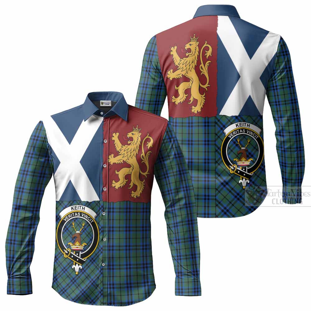 Keith Crest Tartan Long Sleeve Button Shirts with Lion Rampant Saltire Style