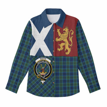Keith Crest Tartan Women Casual Shirt with Lion Rampant Saltire Style
