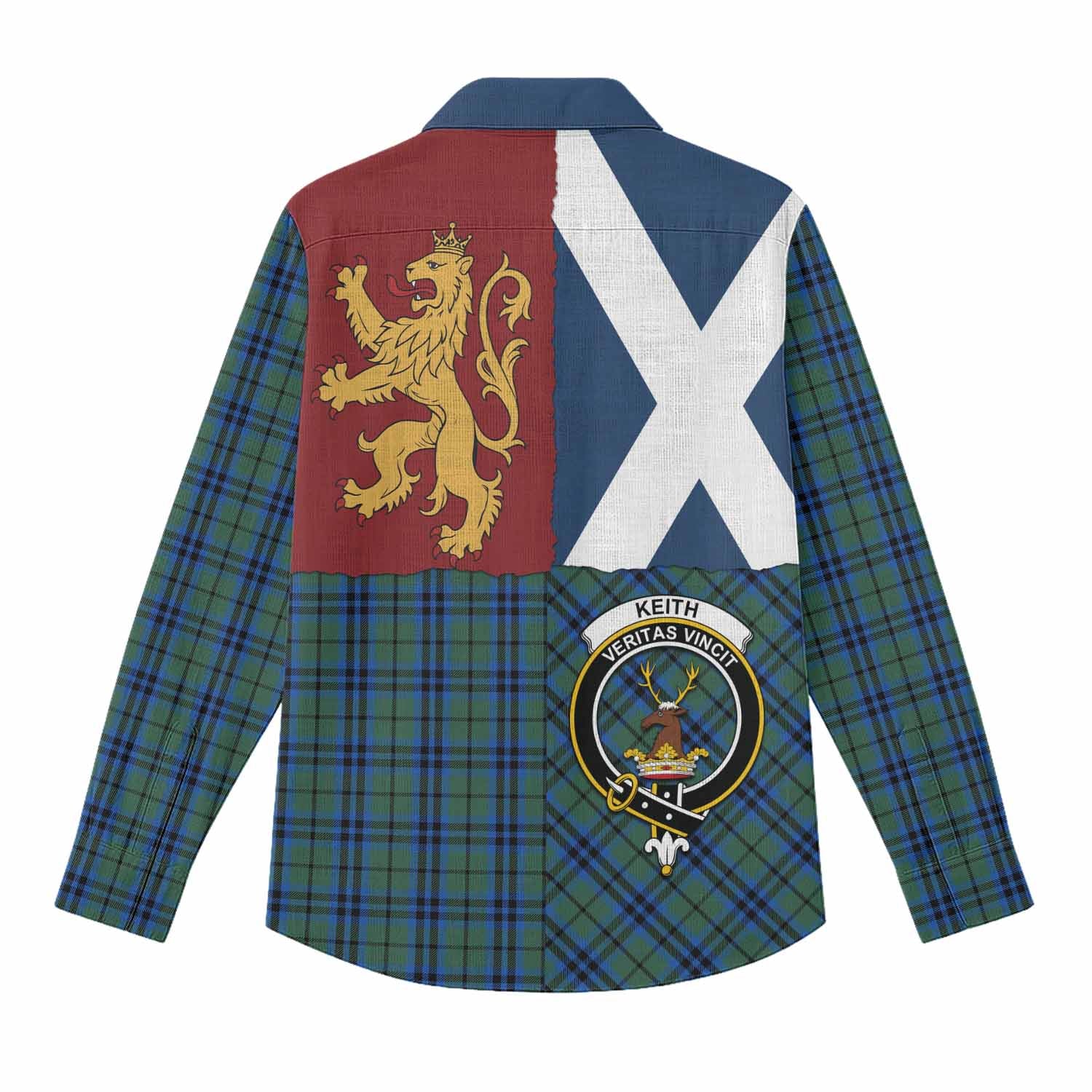 Keith Crest Tartan Women Casual Shirt with Lion Rampant Saltire Style