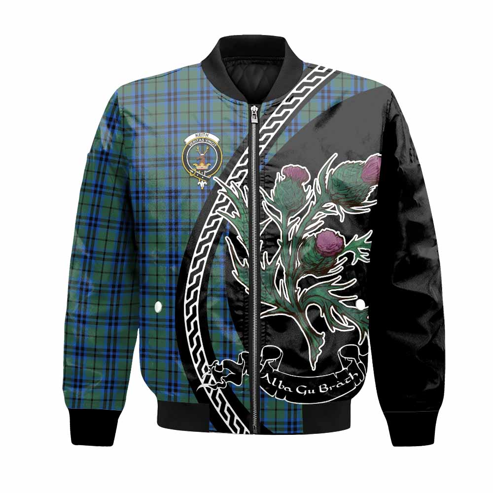 Keith Family Crest Tartan Bomber Jacket Alba Thistle Inspired - Tartan Vibes Clothing