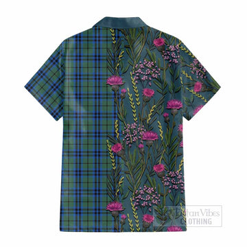 Keith Family Crest Tartan Cotton Hawaiian Shirt Scottish Thistle Flower Pattern Half Style