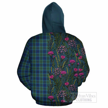Keith Family Crest Tartan Cotton Hoodie Scottish Thistle Flower Pattern Half Style