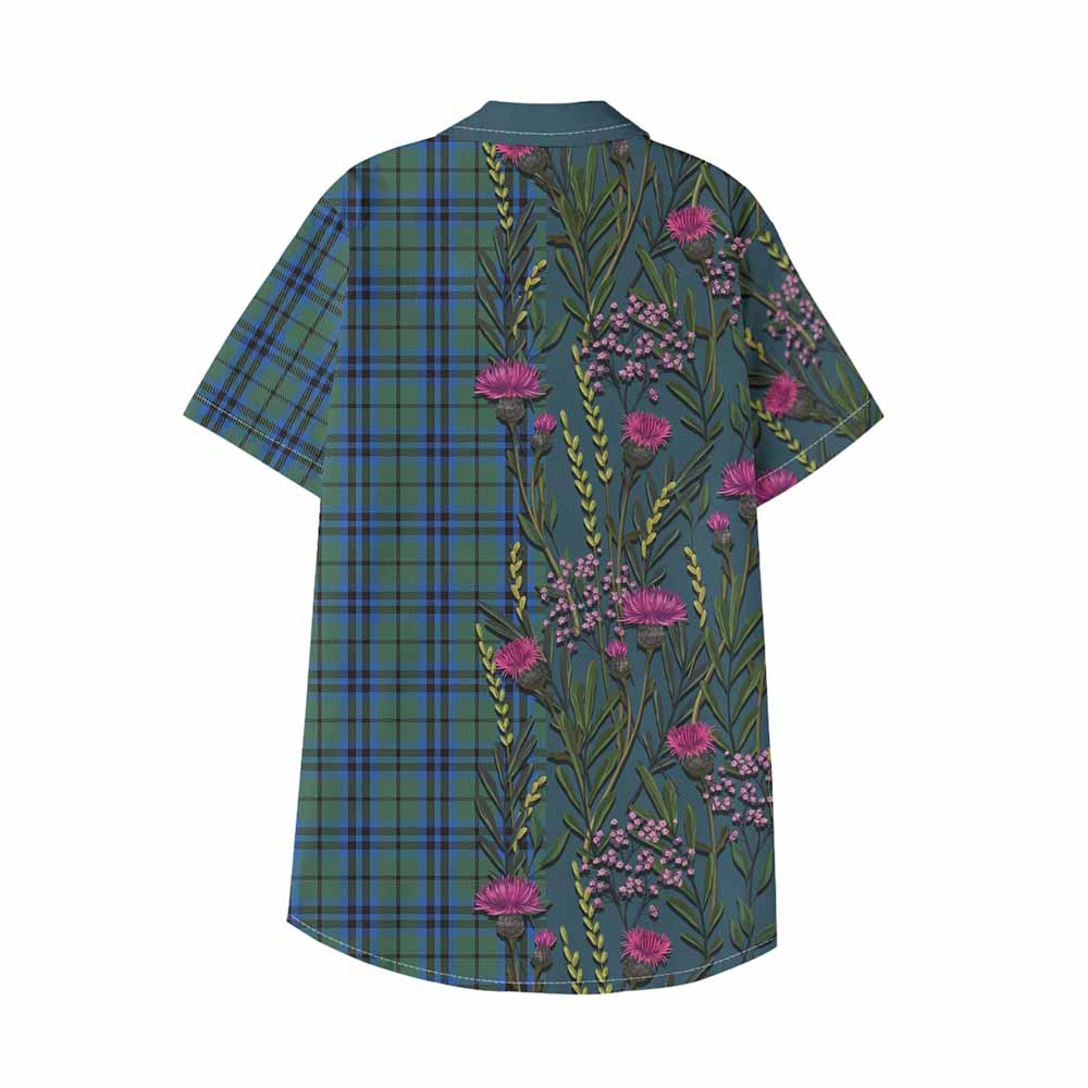 Keith Family Crest Tartan Kid Hawaiian Shirt Scottish Thistle Flower Pattern Half Style - Tartan Vibes Clothing