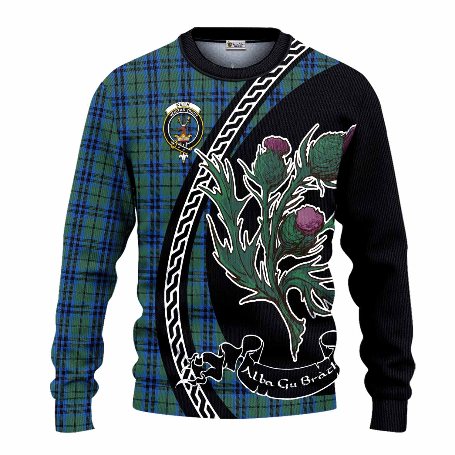 Keith Family Crest Tartan Knitted Sweater Alba Thistle Inspired - Tartan Vibes Clothing