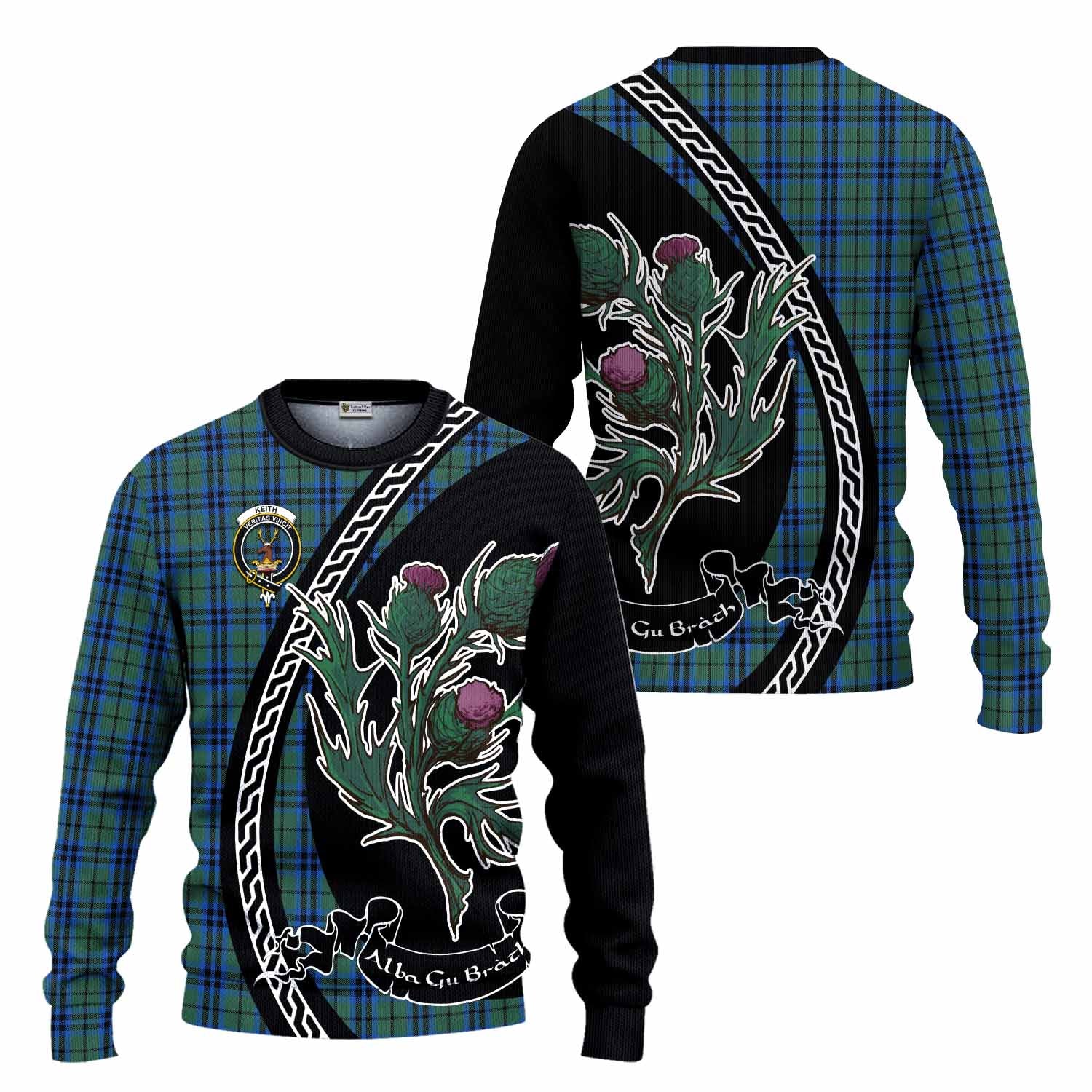 Keith Family Crest Tartan Knitted Sweater Alba Thistle Inspired - Tartan Vibes Clothing