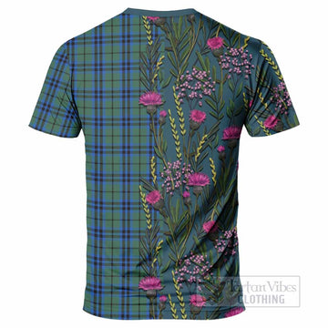 Keith Family Crest Tartan T-Shirt Scottish Thistle Flower Pattern Half Style