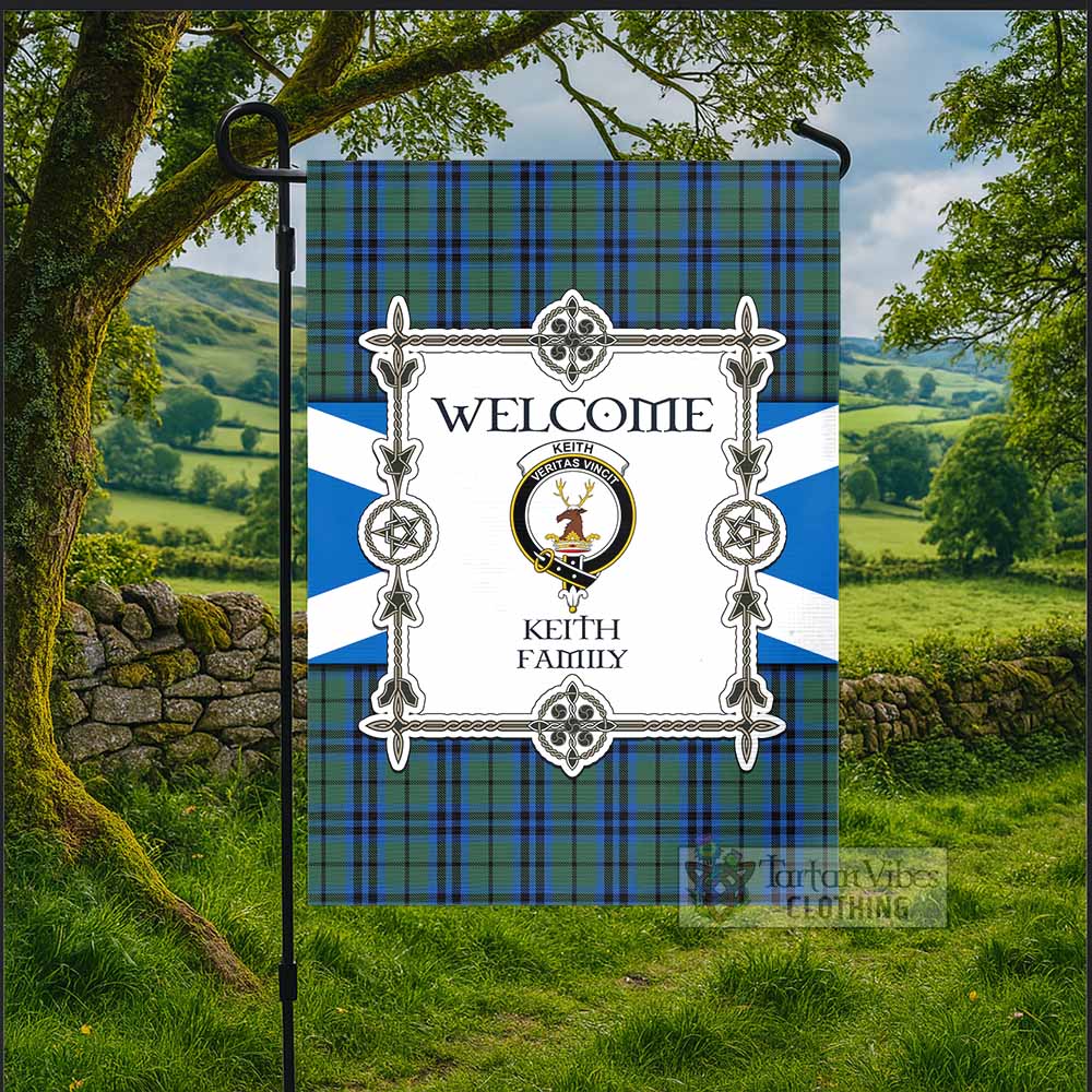 Keith Family Crest Tartan Welcome Garden Flag Saltire Harmony Style - Tartan Vibes Clothing