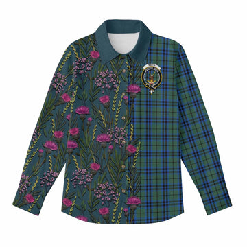 Keith Family Crest Tartan Women Casual Shirt Scottish Thistle Flower Pattern Half Style - Tartan Vibes Clothing