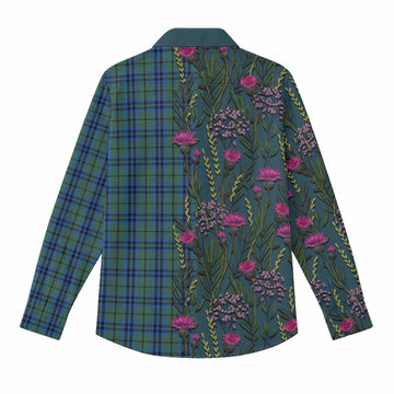 Keith Family Crest Tartan Women Casual Shirt Scottish Thistle Flower Pattern Half Style - Tartan Vibes Clothing