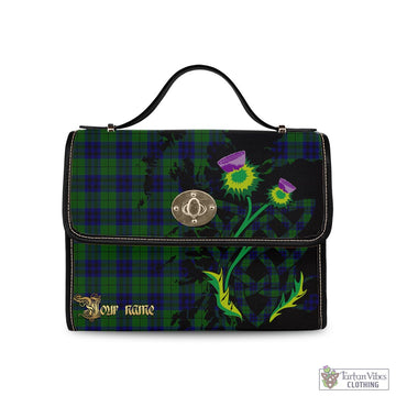 Keith Modern Tartan Waterproof Canvas Bag with Scotland Map and Thistle Celtic Accents