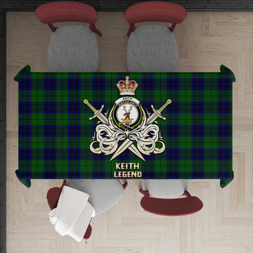 Keith Modern Tartan Tablecloth with Clan Crest and the Golden Sword of Courageous Legacy