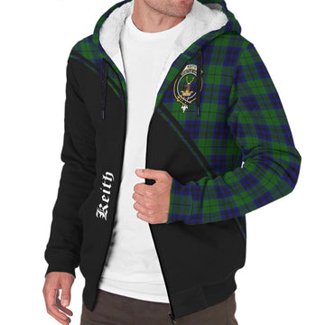 Keith Modern Tartan Sherpa Hoodie with Family Crest Curve Style