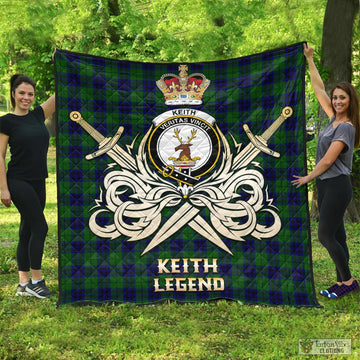 Keith Modern Tartan Quilt with Clan Crest and the Golden Sword of Courageous Legacy