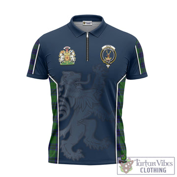 Keith Modern Tartan Zipper Polo Shirt with Family Crest and Lion Rampant Vibes Sport Style