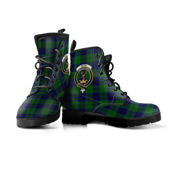 Keith Modern Tartan Leather Boots with Family Crest