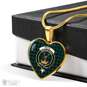 Keith Modern Tartan Heart Necklace with Family Crest