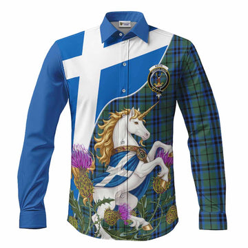 Keith Scottish Tartan Crest Unicorn Heritage Long Sleeve Button Shirts Men's Shirt S - Tartan Vibes Clothing